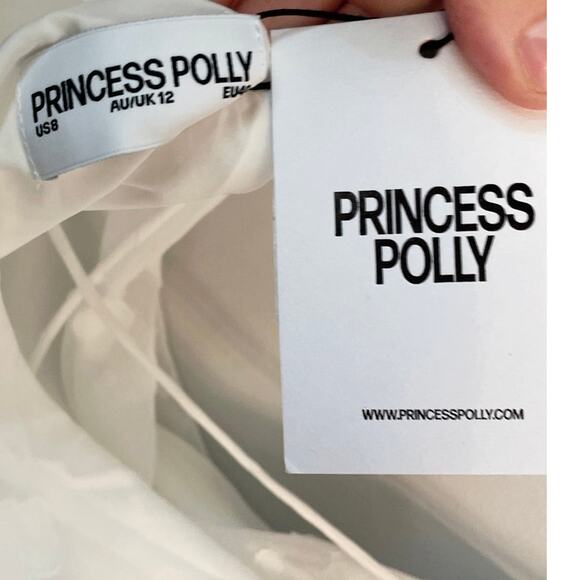 NWT, Princess Polly, Size 8, White Contessa Mini Dress, Cowl Back, Goddess Cloud - Picture 7 of 7
